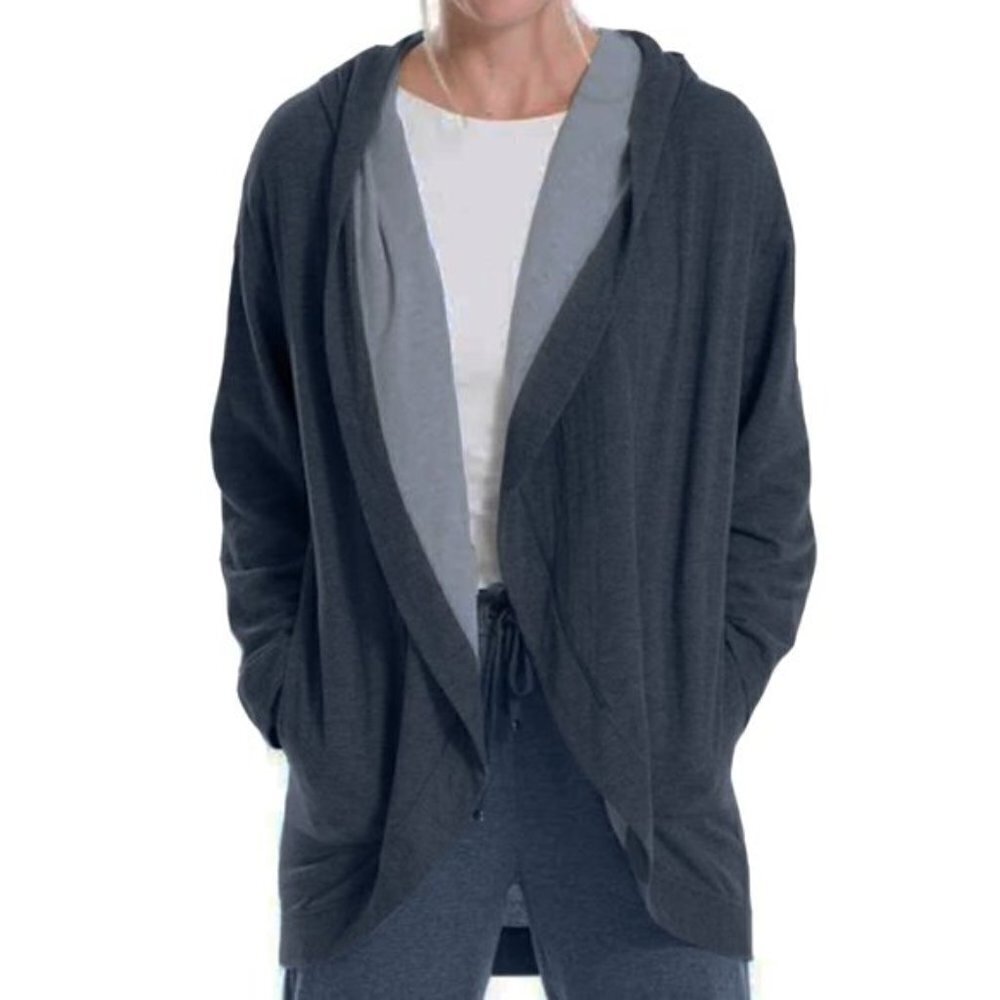 𝅺MAX Studio BNWOT XSmall Blue Hoodie Cardigan Sweater New Open Front